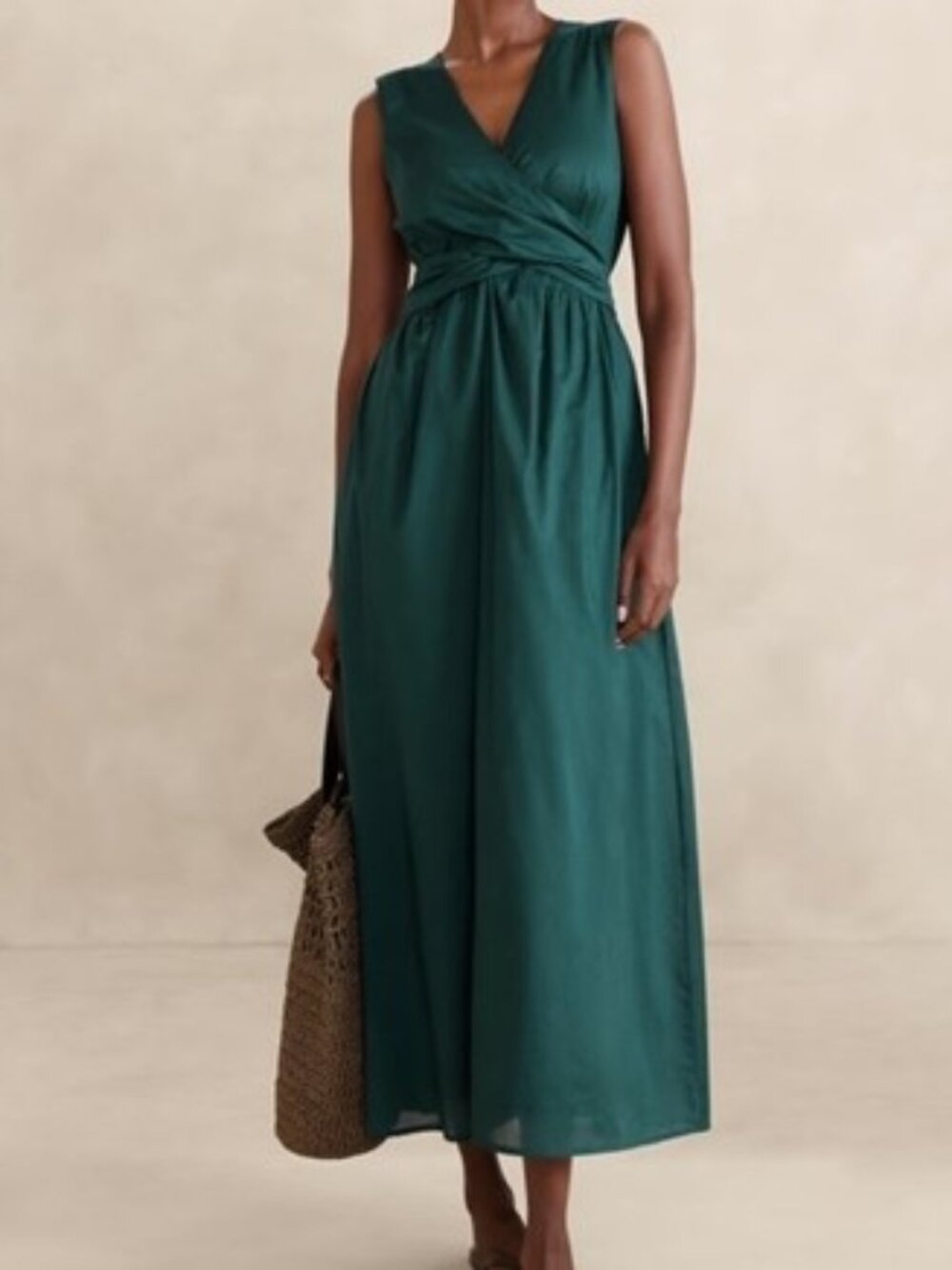NWT, $150, BANANA REPUBLIC Deep Sea Teal Voile Wrap Dress - 2